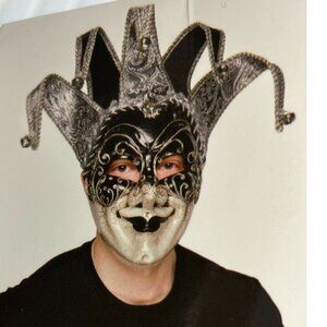 Masquerade Jester Clown Halloween Mask Hand Painted Plaster Adult Fancy Party